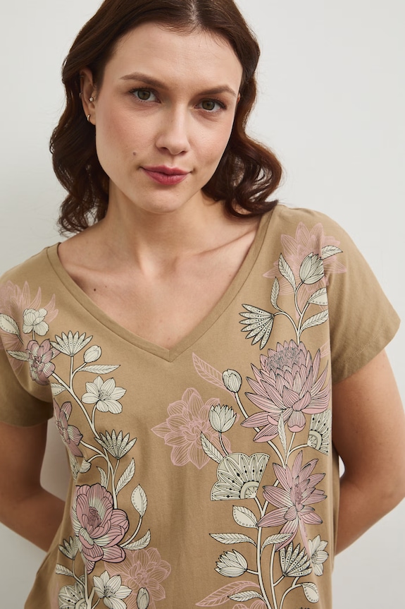 Medicine t-shirt bawełniany beżowy RW25-TSD104