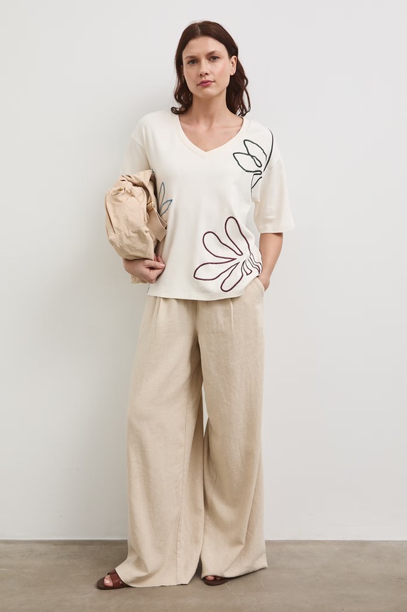 Medicine t-shirt bawełniany szpic beżowy RW25-TSD107