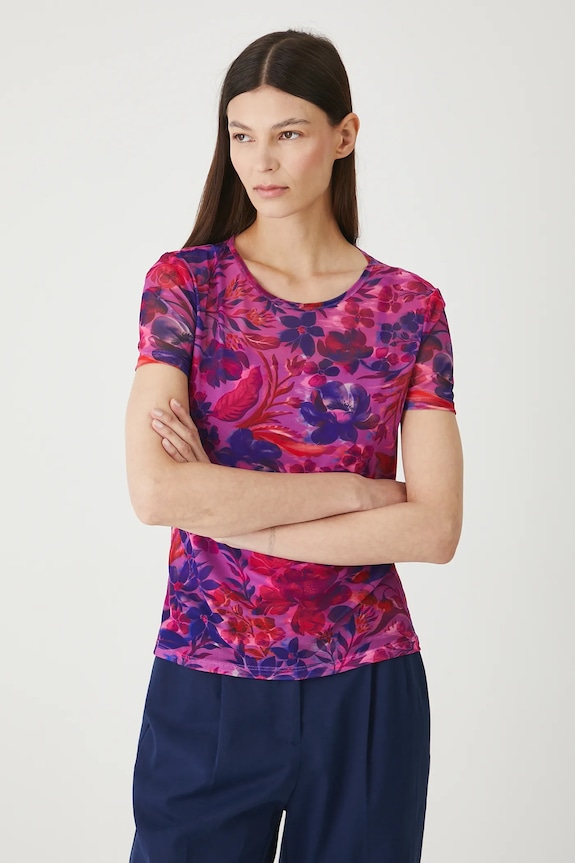 T-shirt damski wzorzysty fioletowy RW25-TSD200