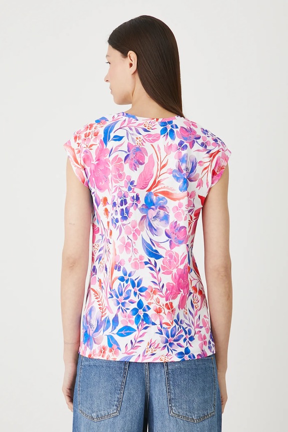 Odzież T-shirt bawełniany damski w kwiaty RW25-TSD202 biały