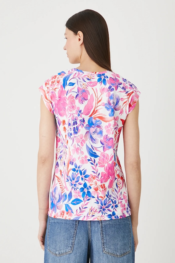 Odzież T-shirt bawełniany damski w kwiaty RW25-TSD202 biały