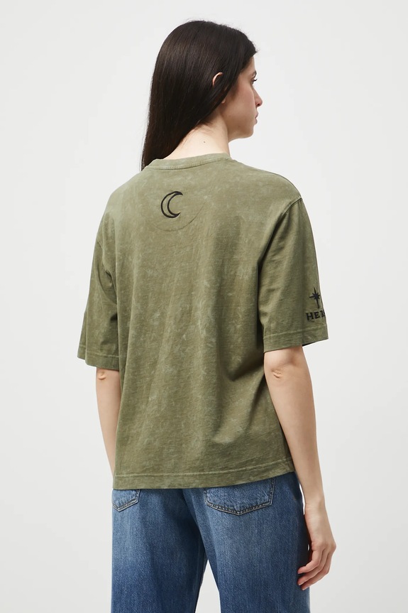 Odzież T-shirt damski z efektem sprania RW25-TSD301 zielony