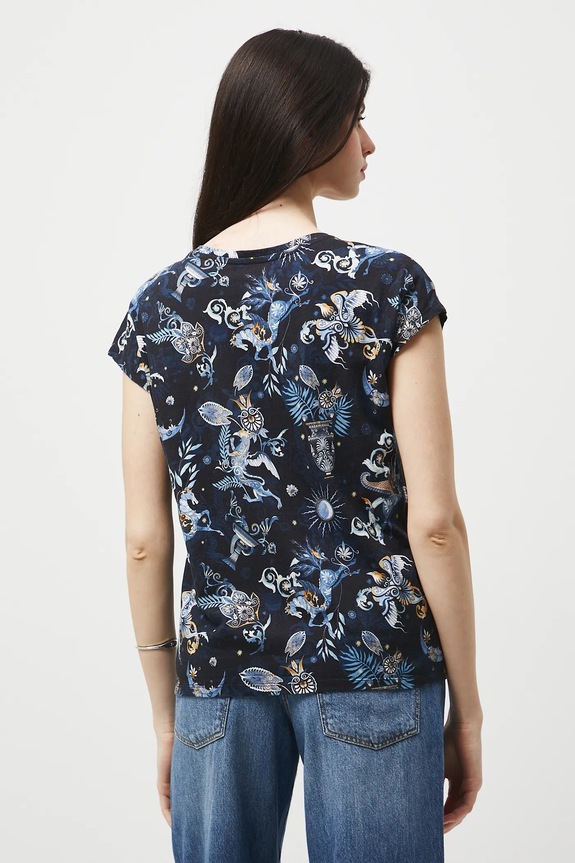 Oblečenie Bavlnené tričko dámske so vzorom RW25-TSD302 čierna