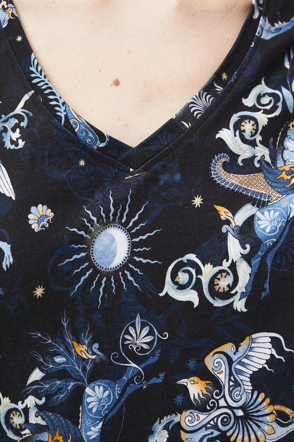 Bavlnené tričko dámske so vzorom RW25-TSD302 čierna