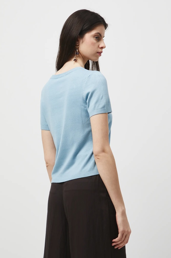 Tričko dámské hladký povrch, s viskózou modrá RW25-TSD304