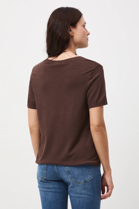 Odzież T-shirt damski gładki z wiskozą RW25-TSD304 brązowy