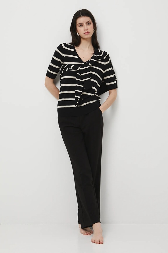 T-shirt damski w pasy RW25-TSD306 czarny RW25