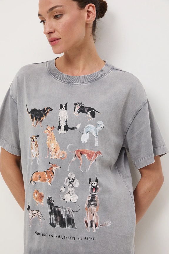 T-shirt bawełniany damski z okazji Dnia Psa – Zofia Różycka x Medicine szary RW25-TSD450