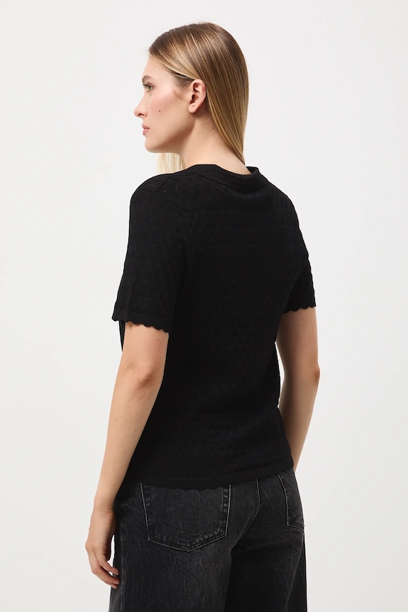 Odzież T-shirt damski ażurowy z wiskozą RW25-TSD500 czarny