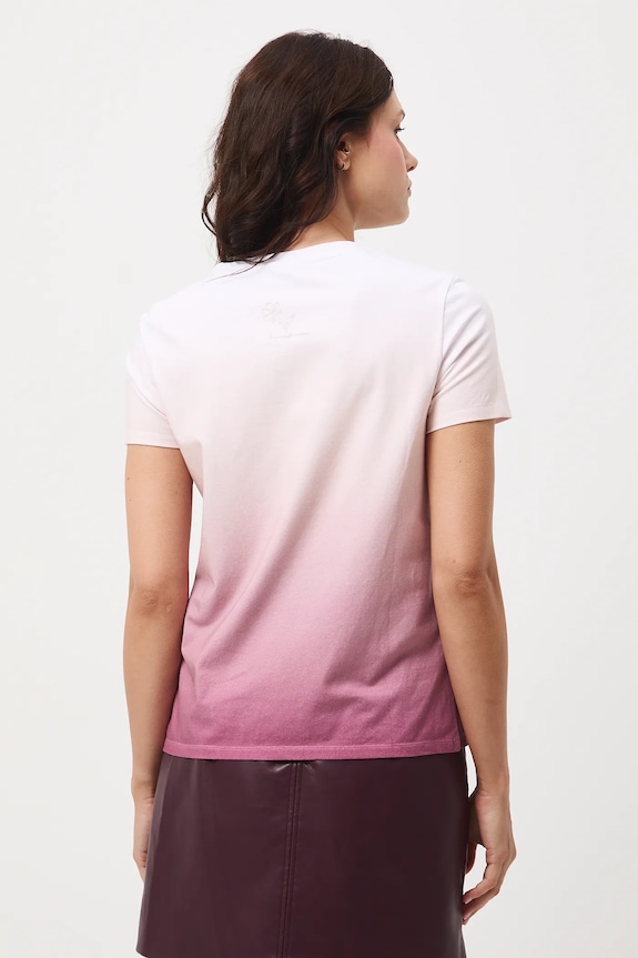 Odzież T-shirt bawełniany damski z elastanem z nadrukiem RW25-TSD503 różowy