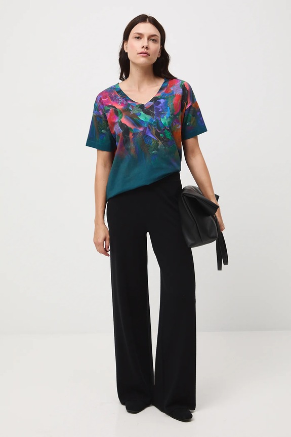 Bavlněné tričko dámské RW25-TSD551 tyrkysová RW25