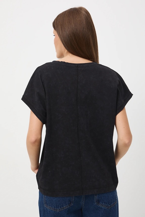 Odzież T-shirt bawełniany damski z efektem sprania RW25-TSD601 szary