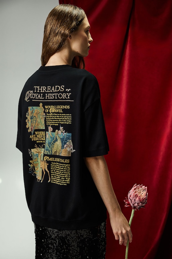 Odzież T-shirt bawełniany damski z kolekcji Zamek Królewski na Wawelu x Medicine RW25-TSD850 czarny