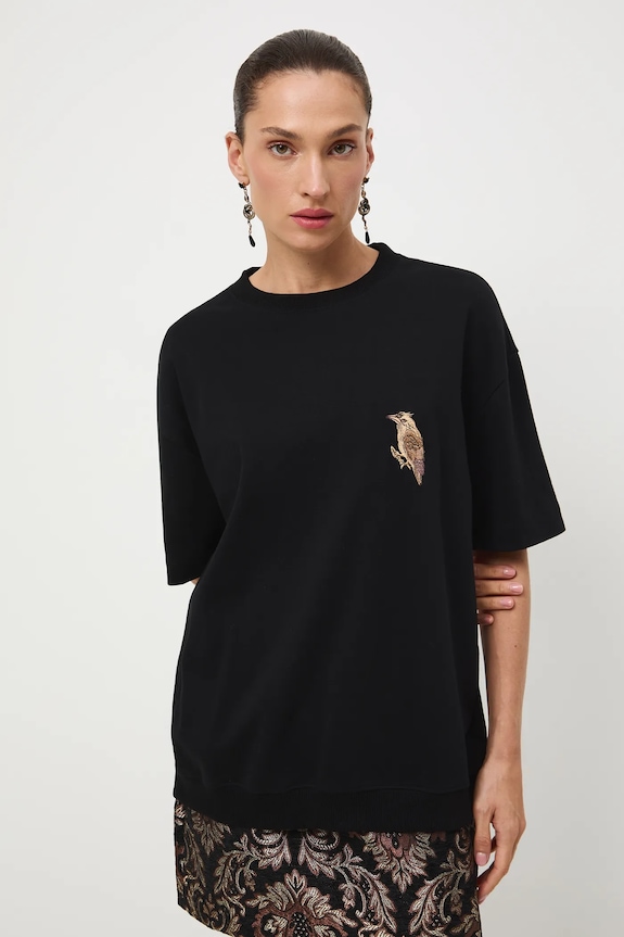 T-shirt bawełniany damski z kolekcji Zamek Królewski na Wawelu x Medicine czarny RW25-TSD850