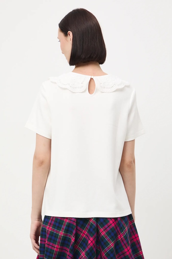 Odzież T-shirt damski z ozdobnym kołnierzem RW25-TSD900 beżowy