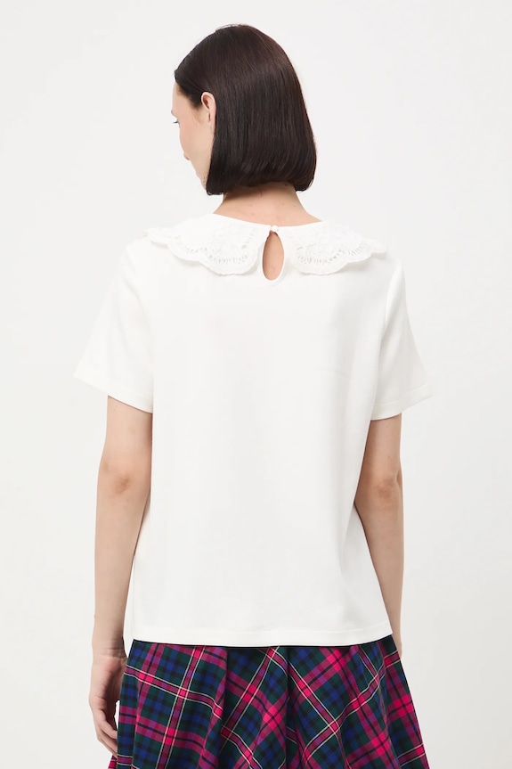 Odzież T-shirt damski z ozdobnym kołnierzem RW25-TSD900 beżowy