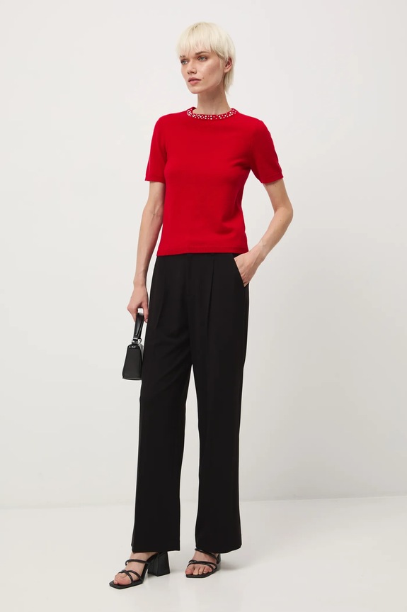 Tričko dámske s prímesou merino vlny a kašmíru RW25-TSDA02 červená RW25