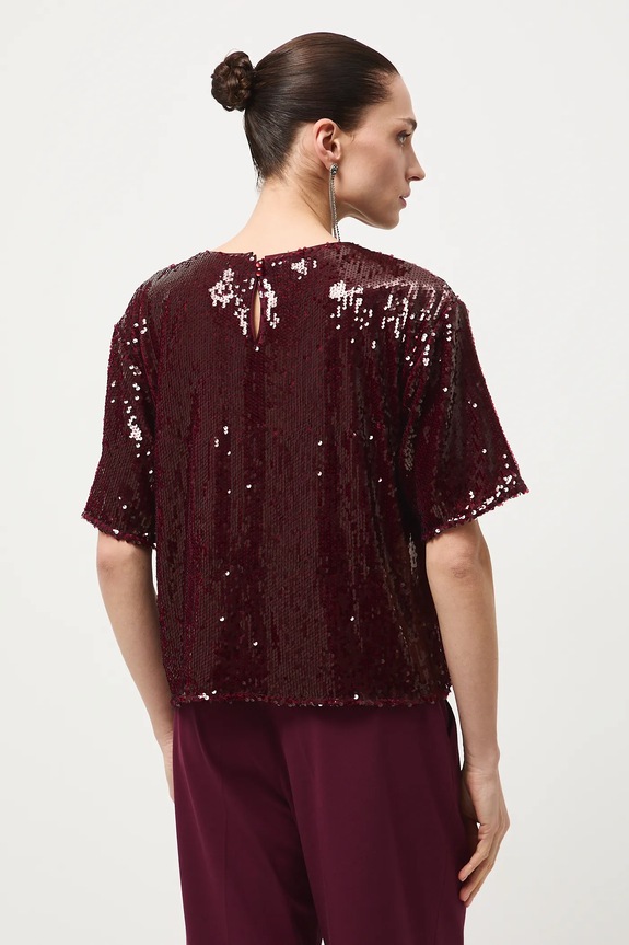 Oblečenie Tričko dámske s flitrami RW25-TSDA05 burgundské