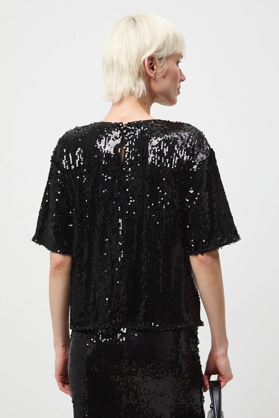 Odzież T-shirt damski z cekinami RW25-TSDA05 czarny