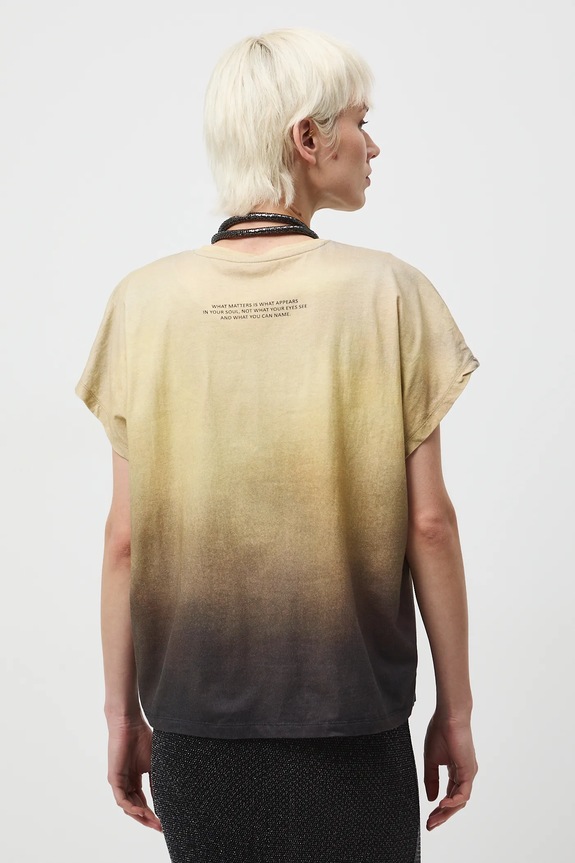 T-shirt bawełniany damski z kolekcji Zdzisław Beksiński x Medicine żółty RW25-TSDA51