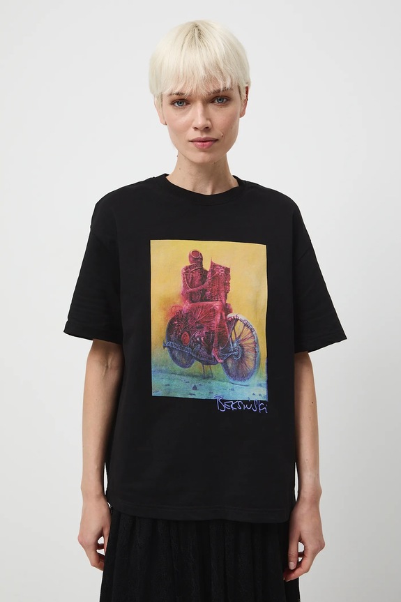 T-shirt bawełniany damski z kolekcji Zdzisław Beksiński x Medicine RW25-TSDA55 czarny RW25