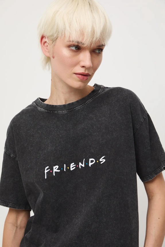 T-shirt bawełniany damski Friends szary RW25-TSDA74