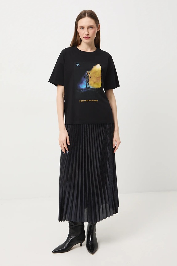 T-shirt bawełniany damski z kolekcji Harry Potter okrągły czarny RW25-TSDB53