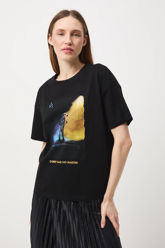 Odzież T-shirt bawełniany damski z kolekcji Harry Potter RW25-TSDB53 czarny