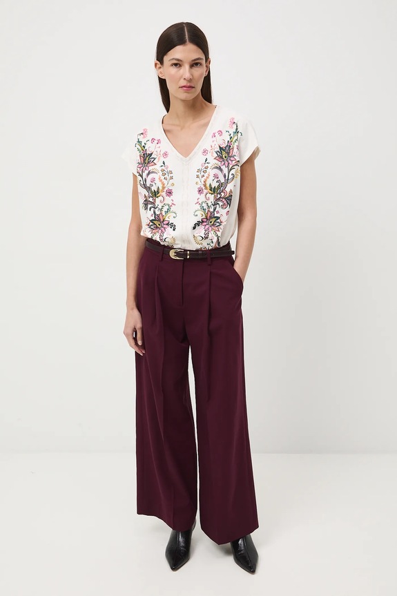 Bavlněné tričko dámské s potiskem RW25-TSDC03 béžová RW25