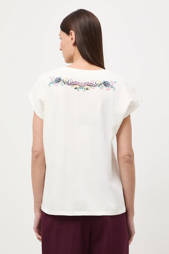 Oblečení Bavlněné tričko dámské s potiskem RW25-TSDC03 béžová