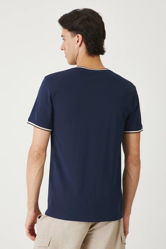 T-shirt bawełniany męski z elastanem gładki RW25-TSM011 granatowy RW25