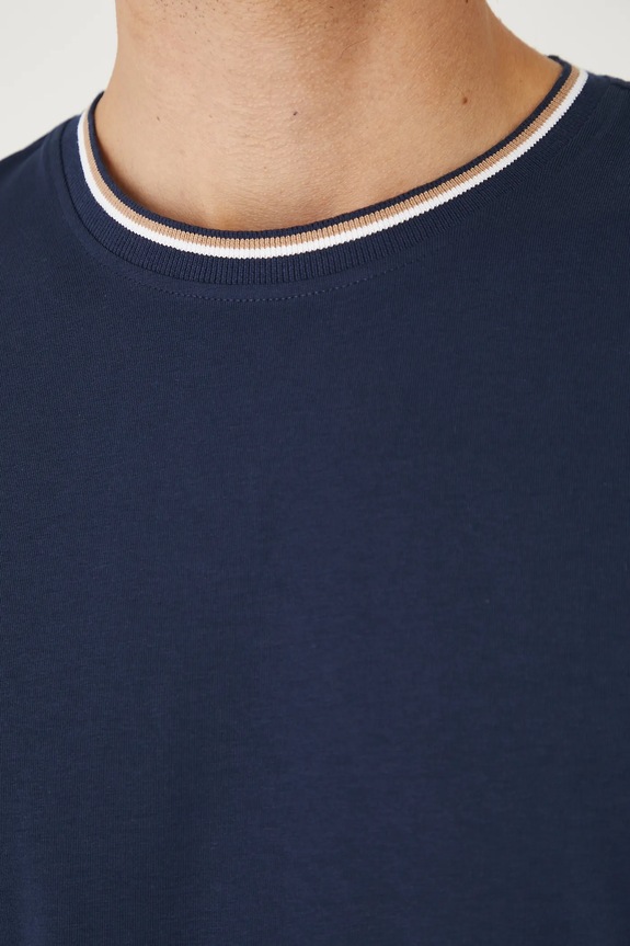 T-shirt bawełniany męski z elastanem gładki RW25-TSM011 granatowy