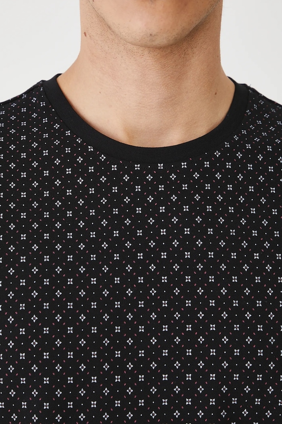 T-shirt bawełniany męski z dzianiny strukturalnej z elastanem RW25-TSM013 czarny