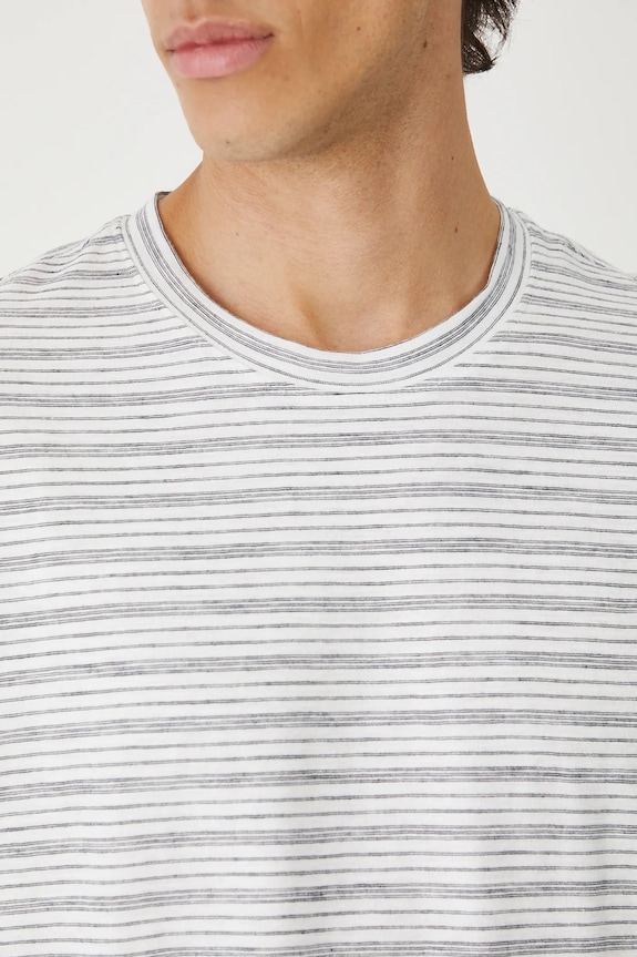T-shirt bawełniany męski w pasy RW25-TSM014 beżowy