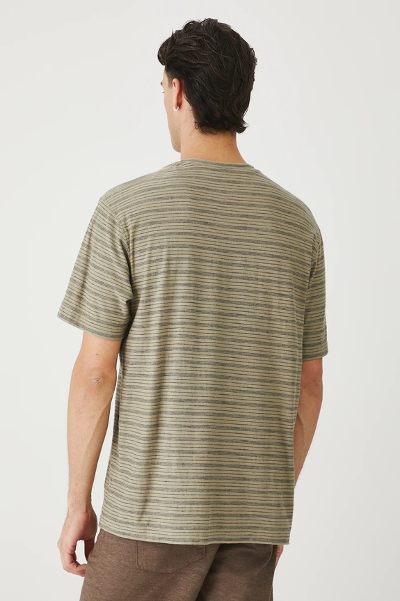 Odzież T-shirt bawełniany męski w pasy RW25-TSM014 zielony