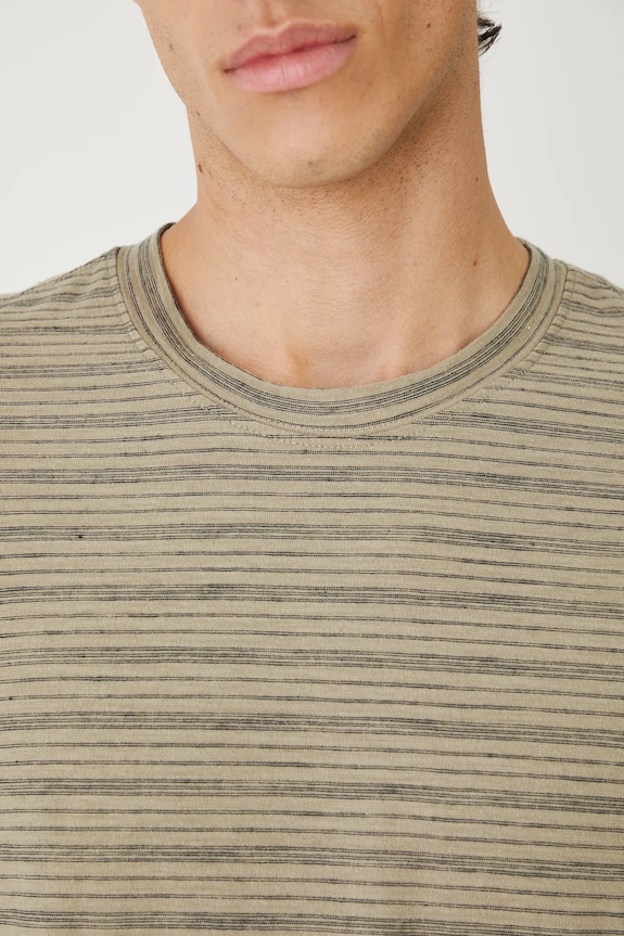 T-shirt bawełniany męski w pasy RW25-TSM014 zielony
