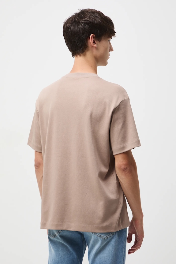 Odzież T-shirt bawełniany męski interlock gładki RW25-TSM051 brązowy