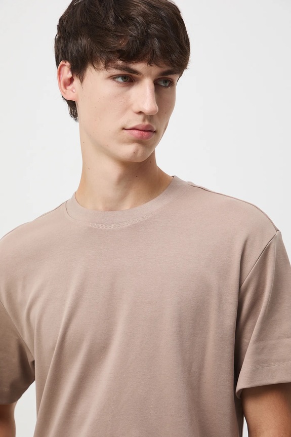 T-shirt bawełniany męski interlock gładki brązowy RW25-TSM051