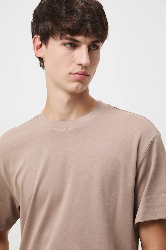 T-shirt bawełniany męski interlock gładki brązowy RW25-TSM051