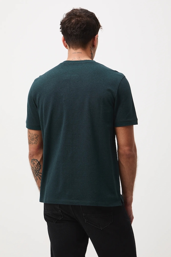 Odzież T-shirt bawełniany męski z elastanem z dzianiny strukturalnej RW25-TSM056 turkusowy