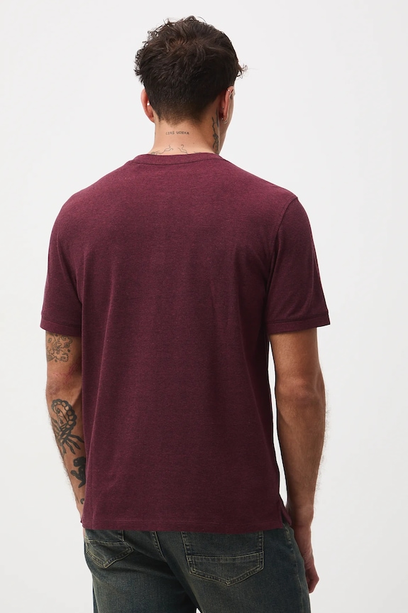 Odzież T-shirt bawełniany męski z elastanem z dzianiny strukturalnej RW25-TSM056 bordowy