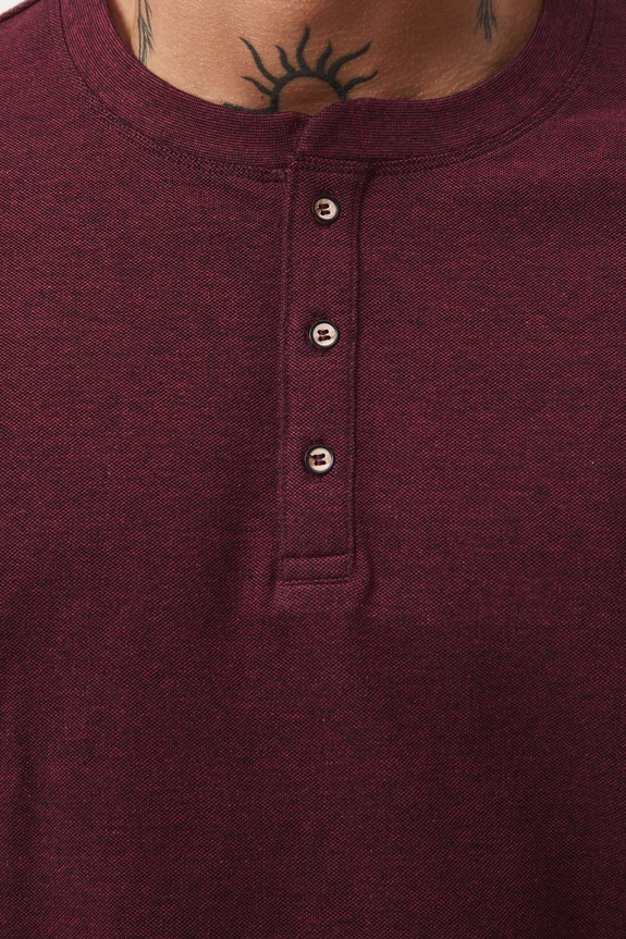 T-shirt bawełniany męski z elastanem z dzianiny strukturalnej RW25-TSM056 bordowy