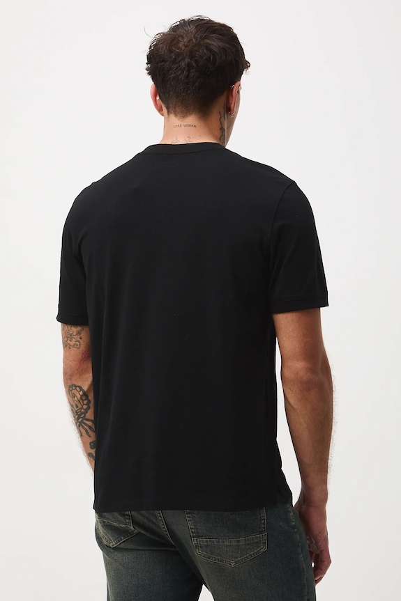 Odzież T-shirt bawełniany męski z elastanem z dzianiny strukturalnej RW25-TSM056 czarny