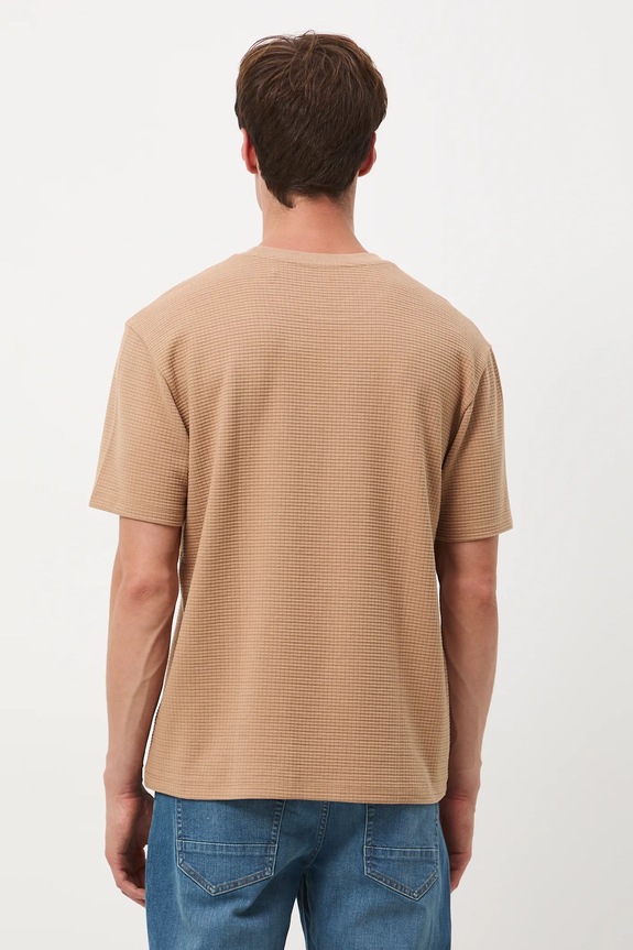 Odzież T-shirt męski z fakturą RW25-TSM073 beżowy