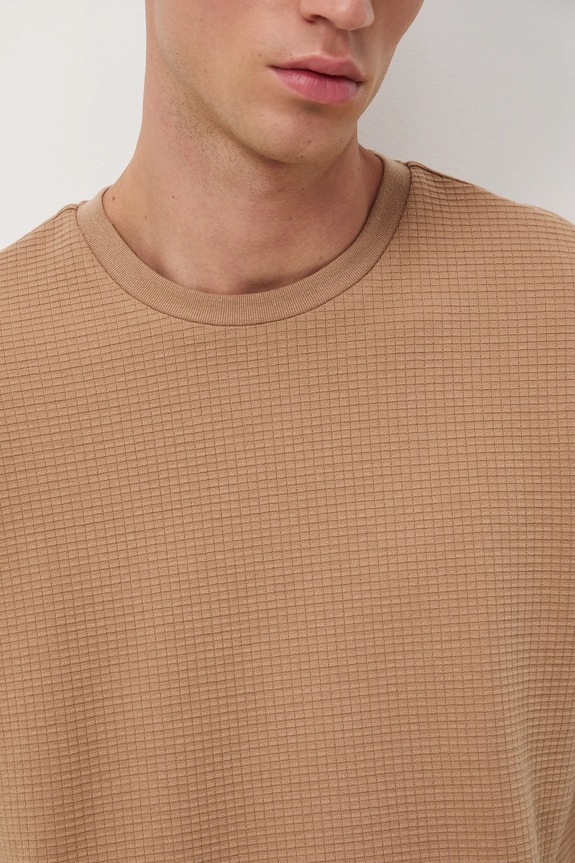 T-shirt męski z fakturą RW25-TSM073 beżowy