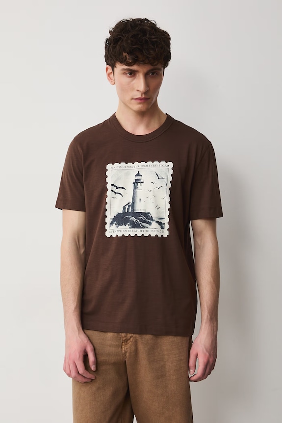 Medicine t-shirt bawełniany nadruk brązowy RW25.TSM104