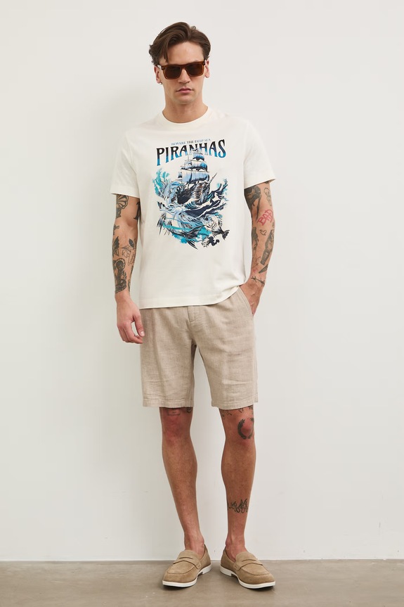 Medicine t-shirt bawełniany nadruk beżowy RW25.TSM111