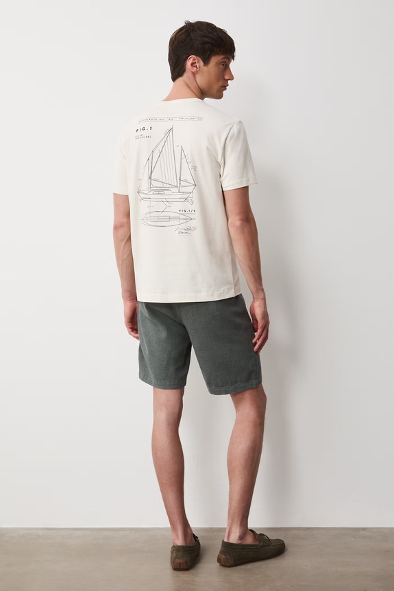 T-shirt męski bawełniany z elastanem RW25-TSM112 beżowy RS26