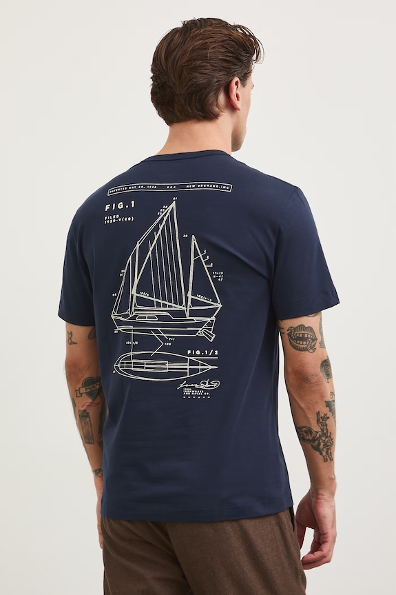 T-shirt męski bawełniany z elastanem granatowy RW25-TSM112
