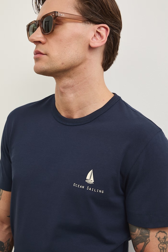 T-shirt męski bawełniany z elastanem RW25-TSM112 granatowy